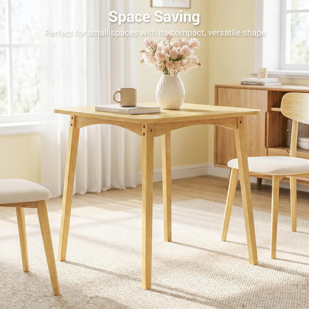 Bamboo Dining Table, Small Kitchen Table for 2, 27.6" Square Dining Tabl...