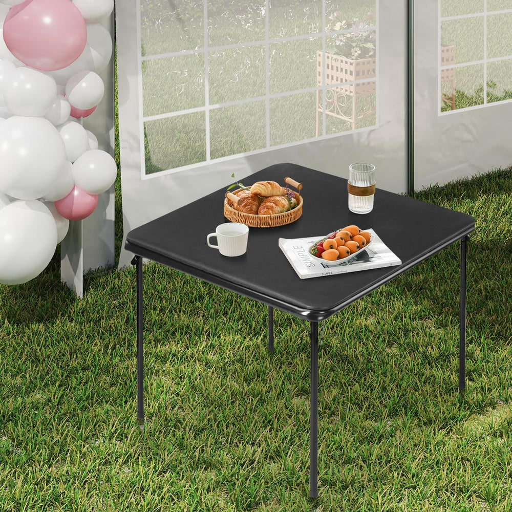 FurnitureR Square Folding Card Table 34 Inch, No Assembly Portable Table for ...