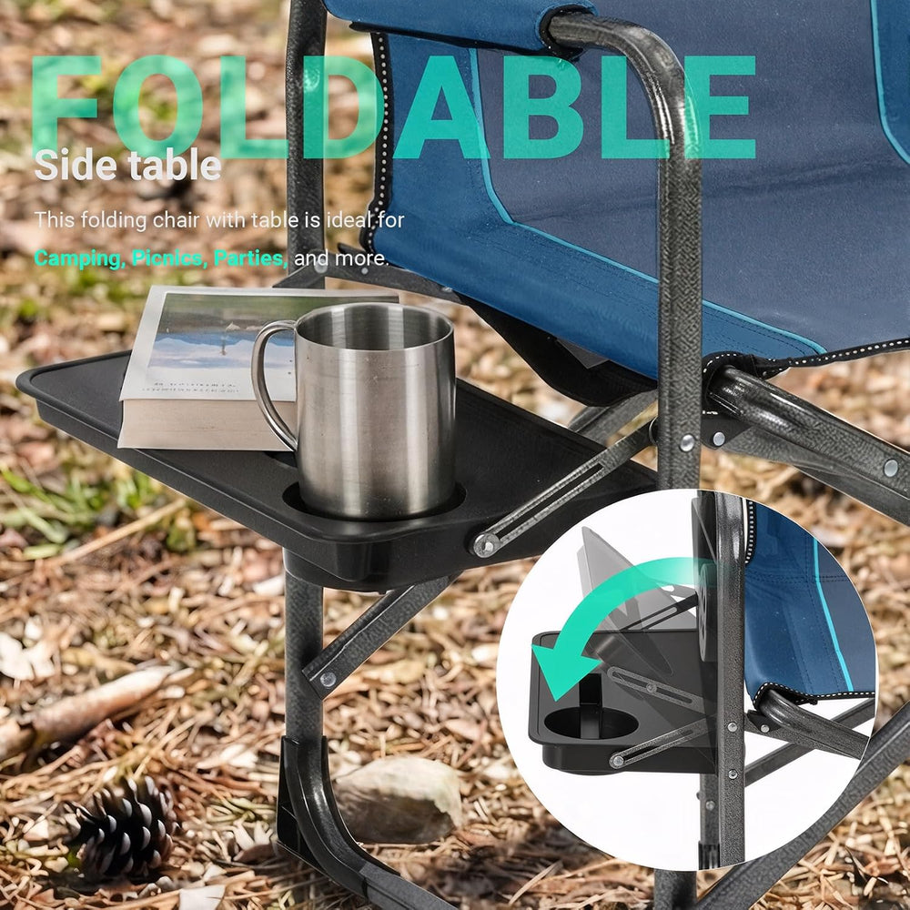 Overmont Folding Camping Chair with Side Table, Cooler Bag, 400 lb Capacity |...