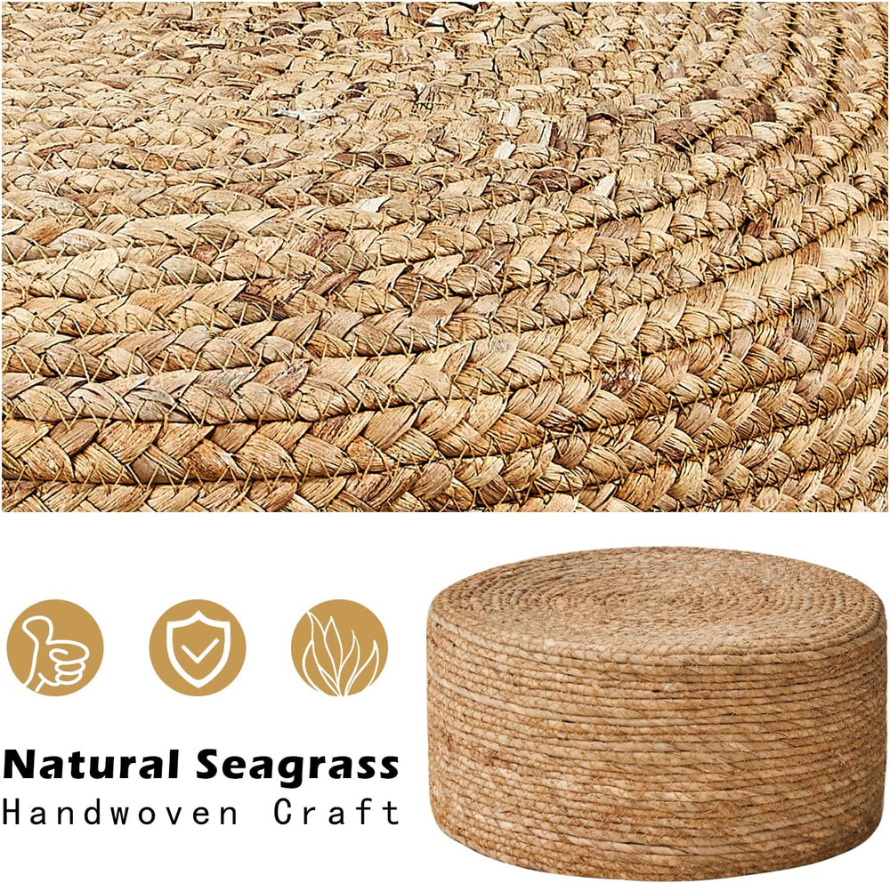 Cpintltr Foot Stool Natural Seagrass Hand Weave Poufs Round Ottoman for Couch...