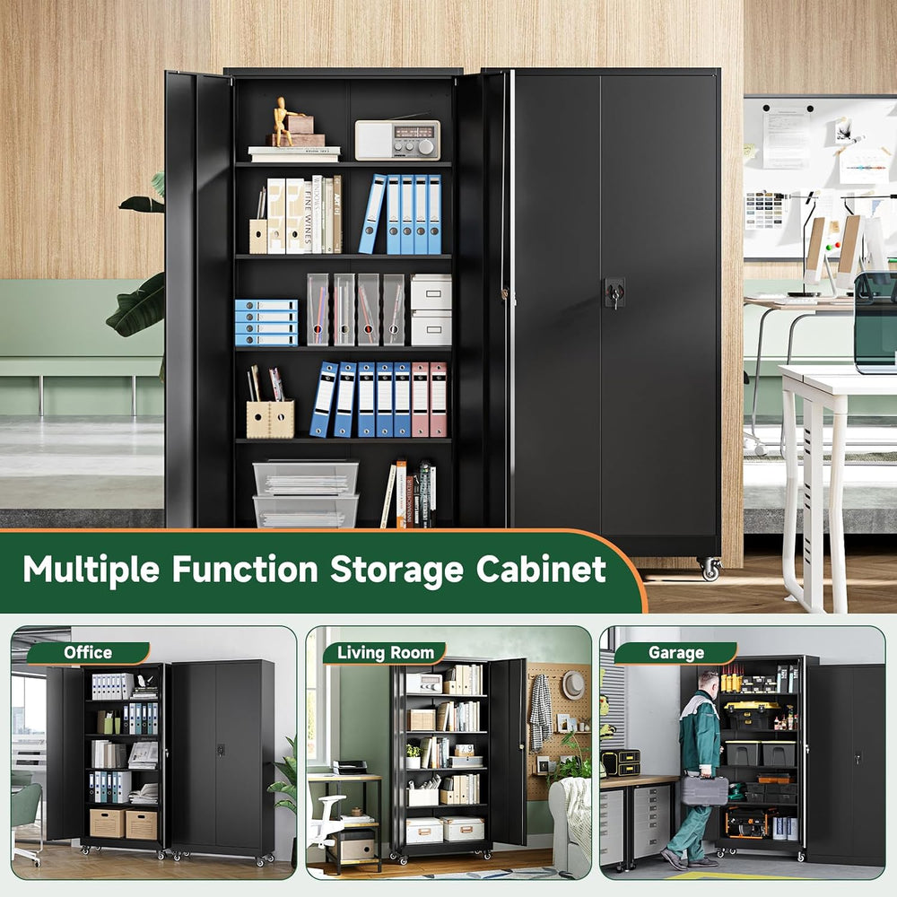 Letaya Metal Garage Storage Cabinets with Wheels,Steel Tool Cabinets Lock Doo...