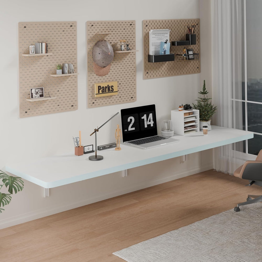 IAE Wall Mounted Folding Table with Pine Wood,60" x 16"Floating Wal...