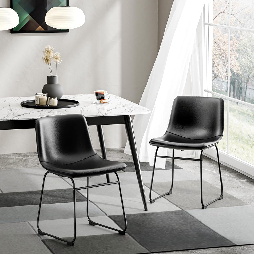 Dining Chairs Set of 6, 18 Inch Kitchen Chairs with Back, Faux Leather Armles...