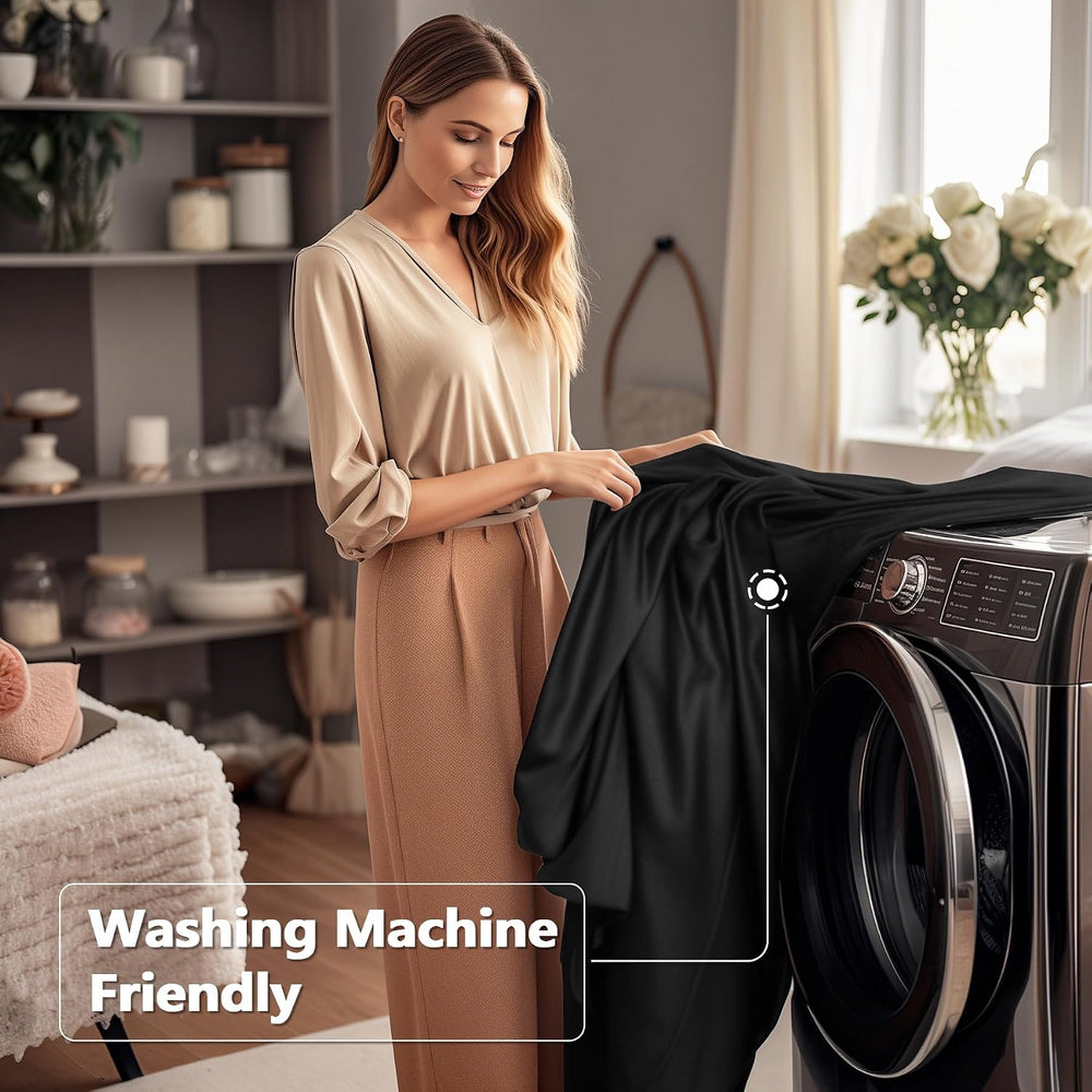 Wish Care 2 Pack Black Spandex Table Cloths - Fitted, Wrinkle Free, 6ft Recta...