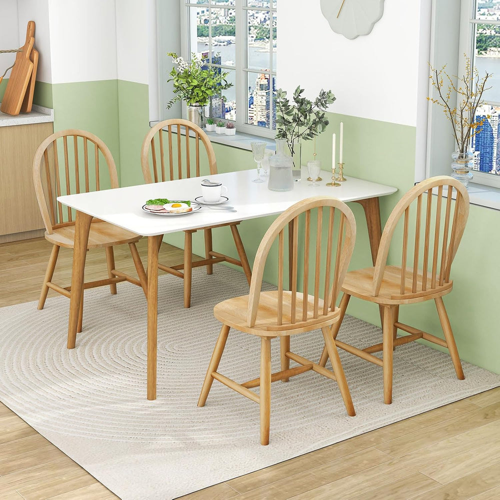 18" Oak Dining Chairs Set of 2, Wood Windsor Chair with Spindle Back for...