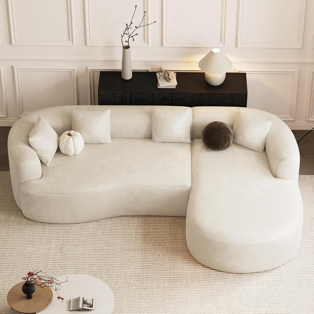 ONEMMLION 111" Oversized L-Shaped Sectional Sofa, Beige White | Luxury m...