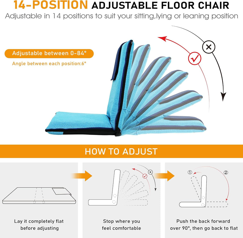 FASTMOMENT Floor Chair with Back Support 14-Position Adjustable Floor Chair P...