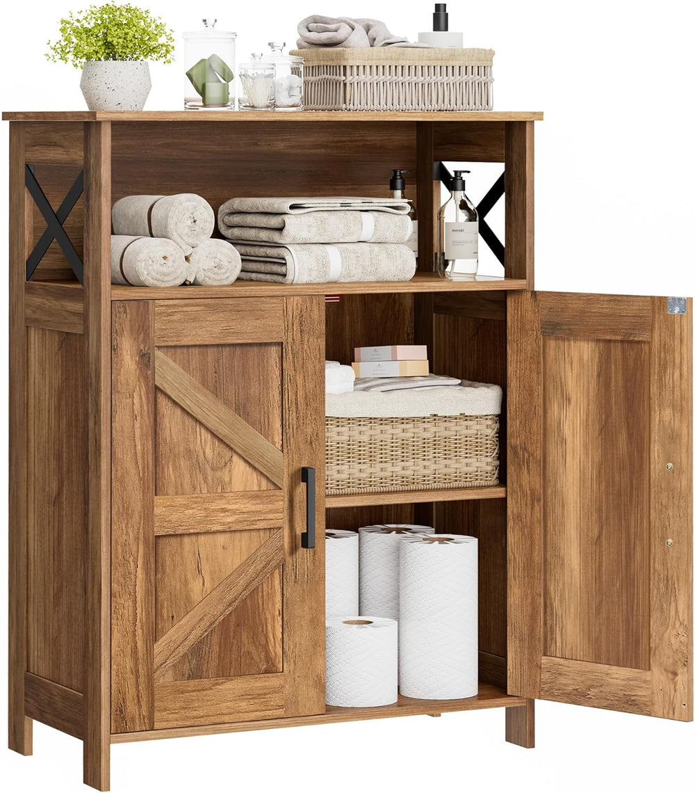 Homhedy Farmhouse Bathroom Storage Cabinet with 2 Doors, Toilet Paper Cabinet...