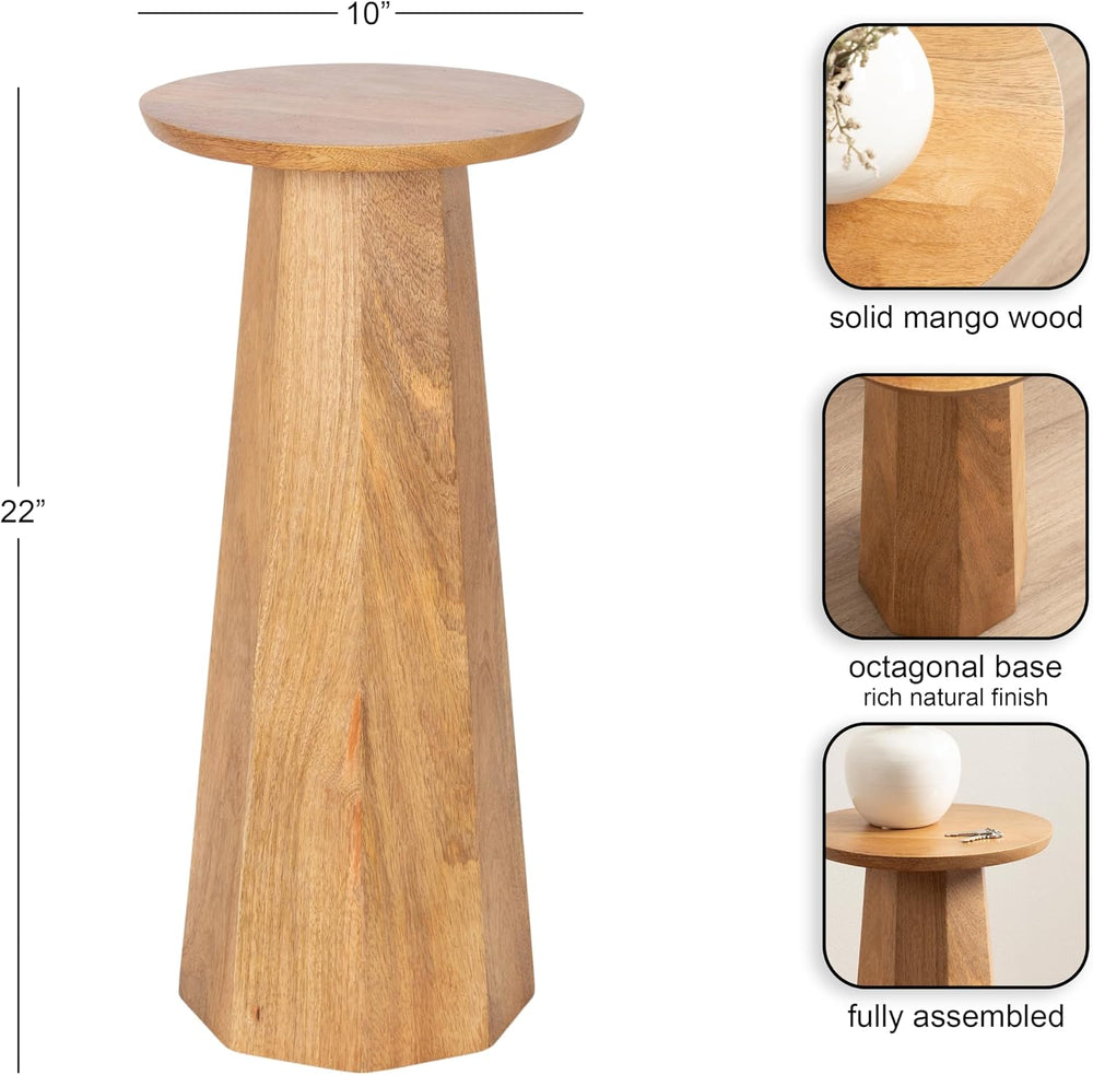 Kate and Laurel Hemingson Modern Mango Wood Round Drink Table, 10 x 10 x 22, ...
