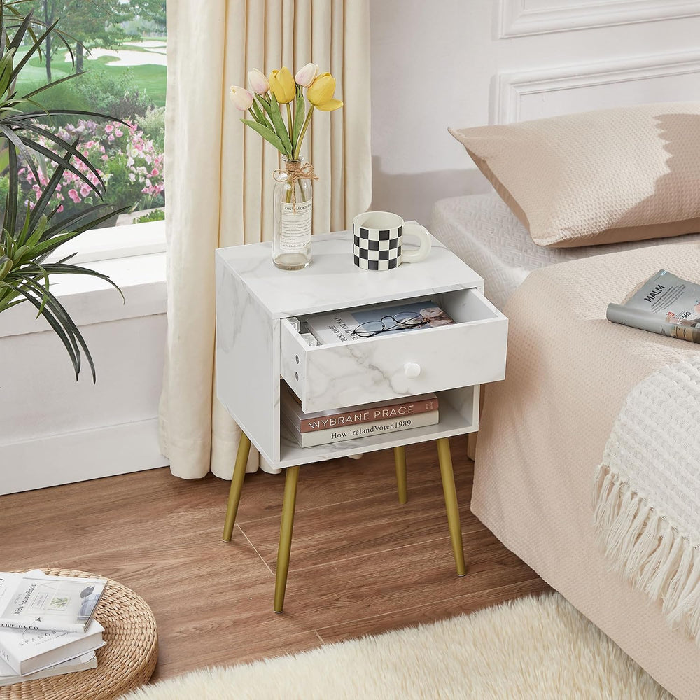 VECELO Nightstands Set of 2, Mid Century Modern End Bedside Table, Night Stan...