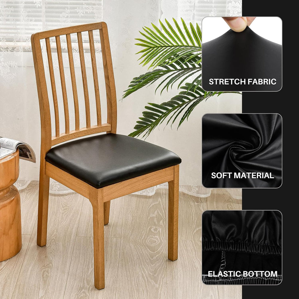 Waterproof PU Leather Seat Covers for Dining Chairs, 6 Pack Stretch Dining Ro...