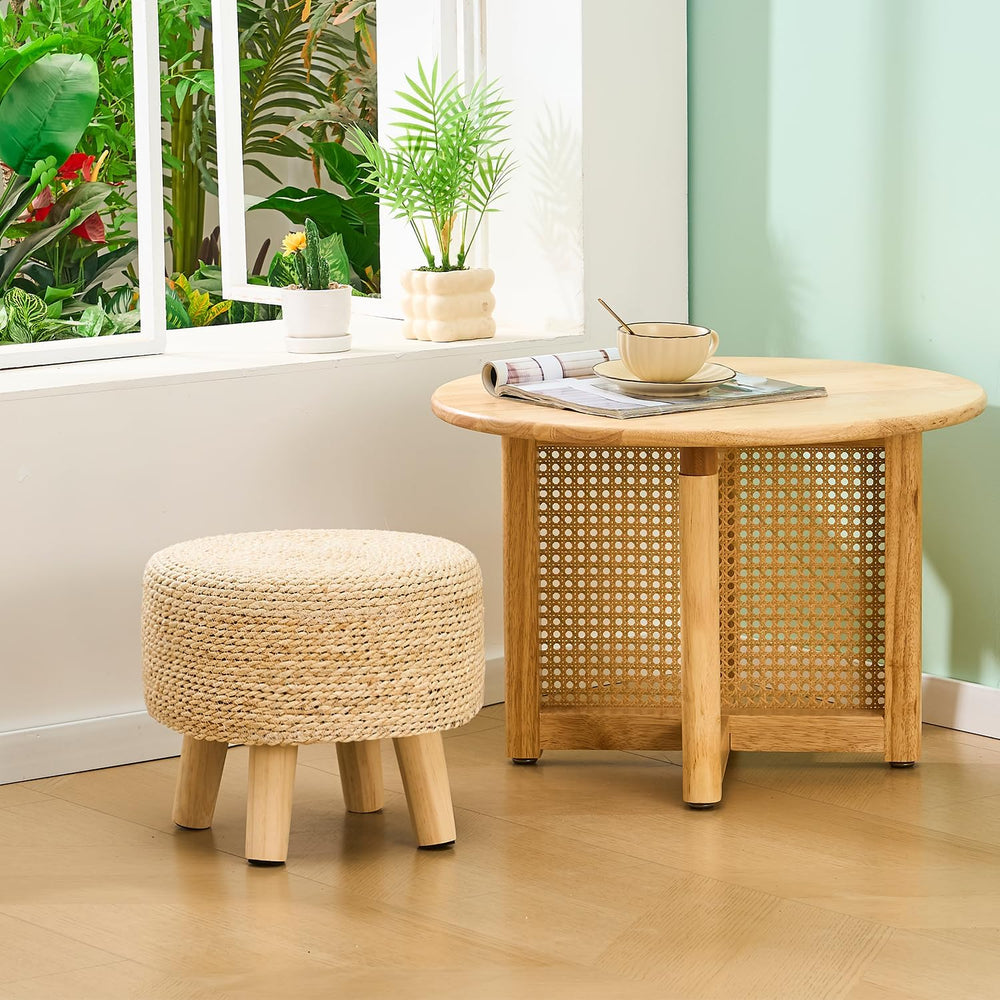 Cpintltr Ottoman Natural Seagrass Footrest Poufs Hand Weave Round Foot Stool ...