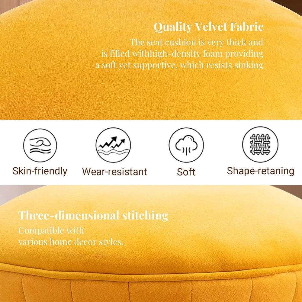 Multifunction Velvet Ottoman, Upholstered Vanity Stool Chair, Sturdy Round Fo...