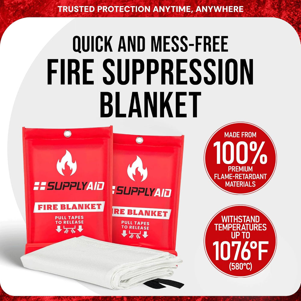Snow Joe SupplyAid Emergency Fire Blanket - 2 Pack - Fire Suppression Blanket...