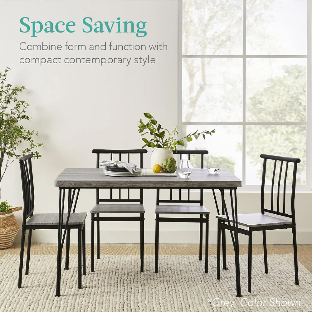 Best Choice Products 5-Piece Metal and Wood Indoor Modern Rectangular Dining ...