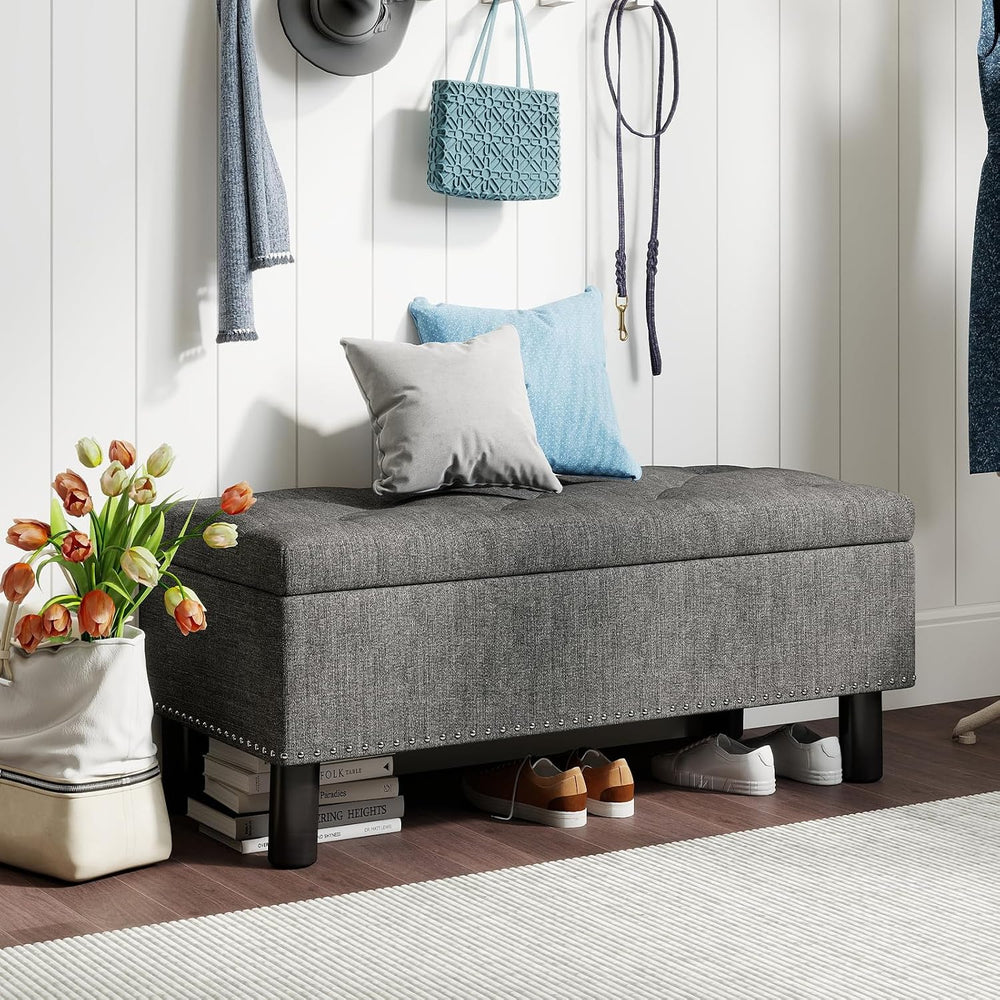 Furniliving 42" Ottoman with Storage, End of Bed Bench with Button-Tufte...