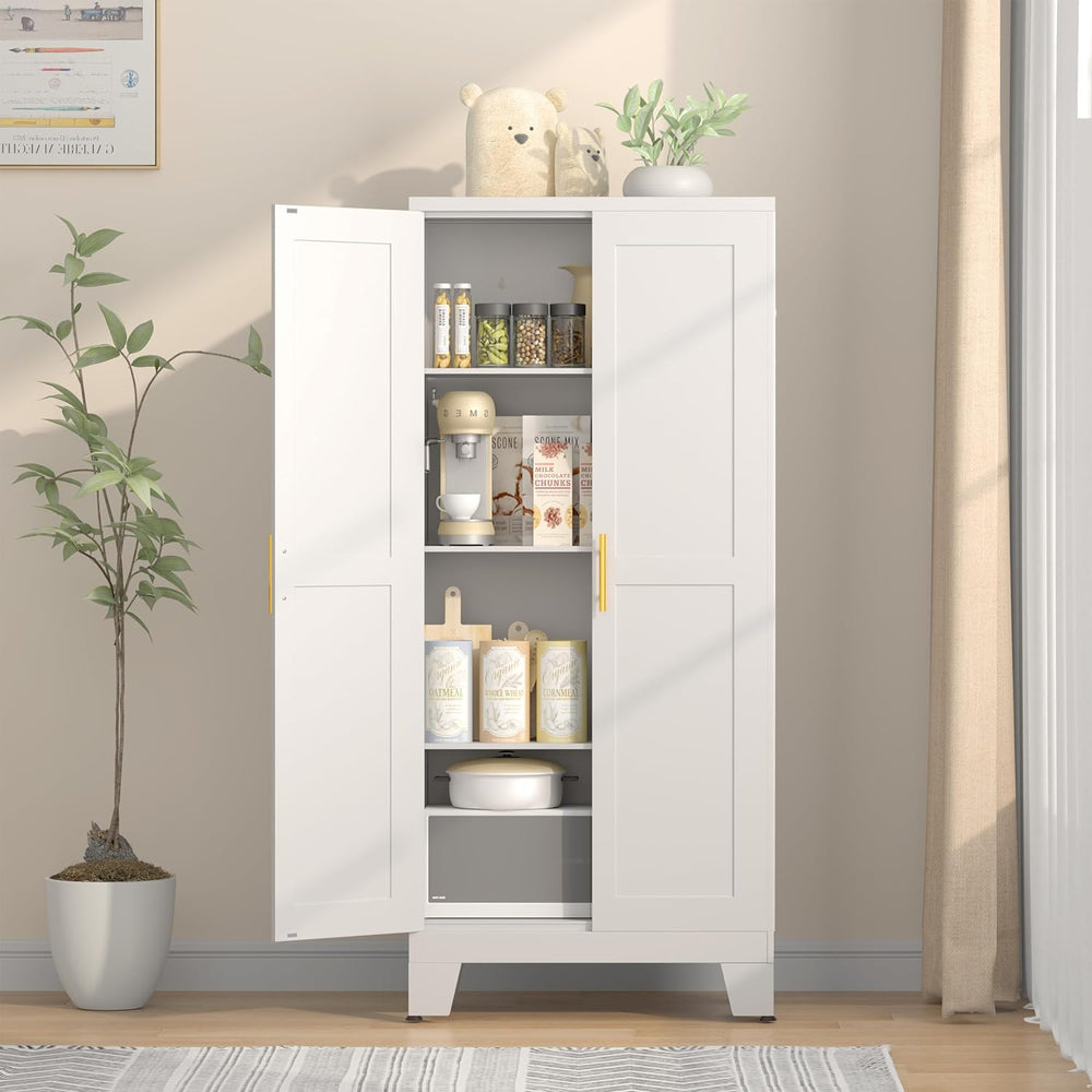 GAIOUS 61.02" Metal Pantry Cabinet, White Kitchen Pantry Storage Cabinet...