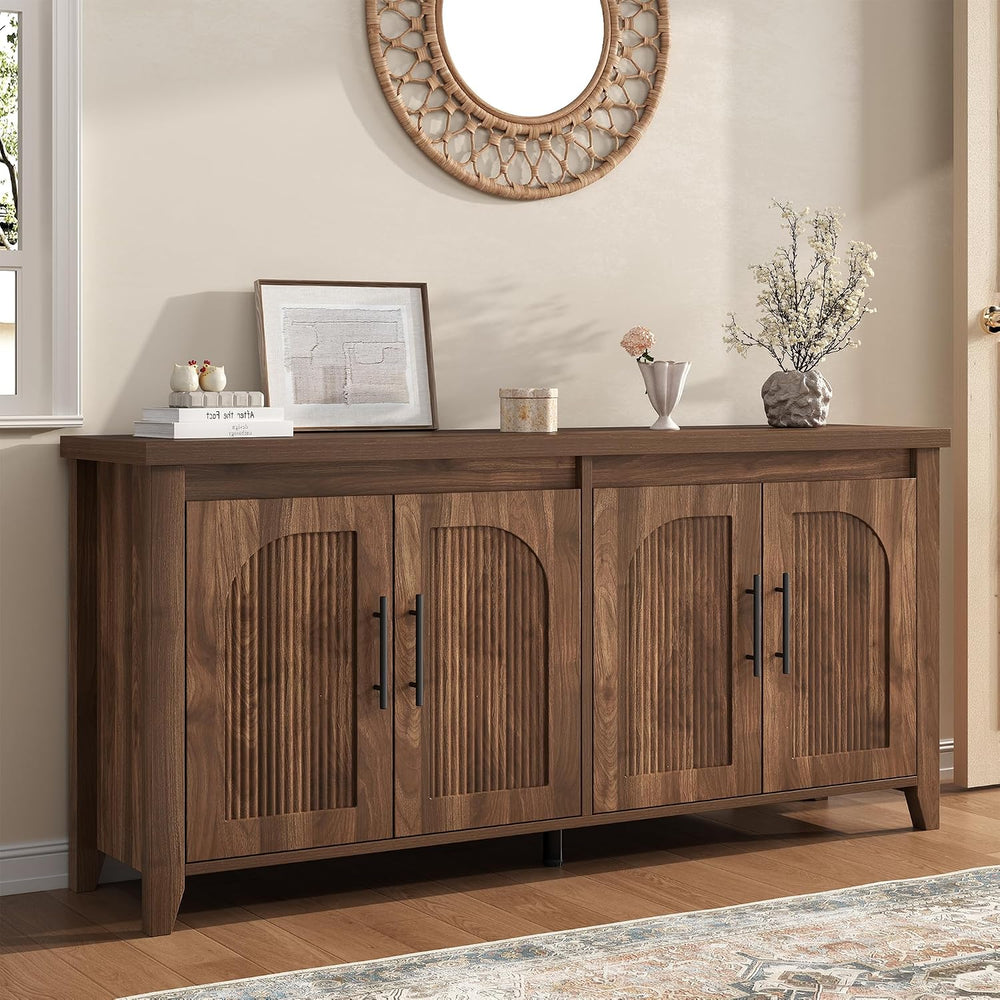 knoworld Modern Buffet Cabinet with Storage, 63" Fluted Sideboard Cabine...