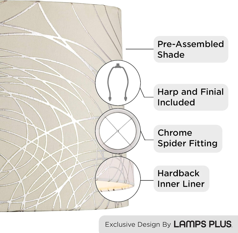 Pre-Assembled Marlee Large Silver Circles Drum Shade 15x16x11 (Spider)