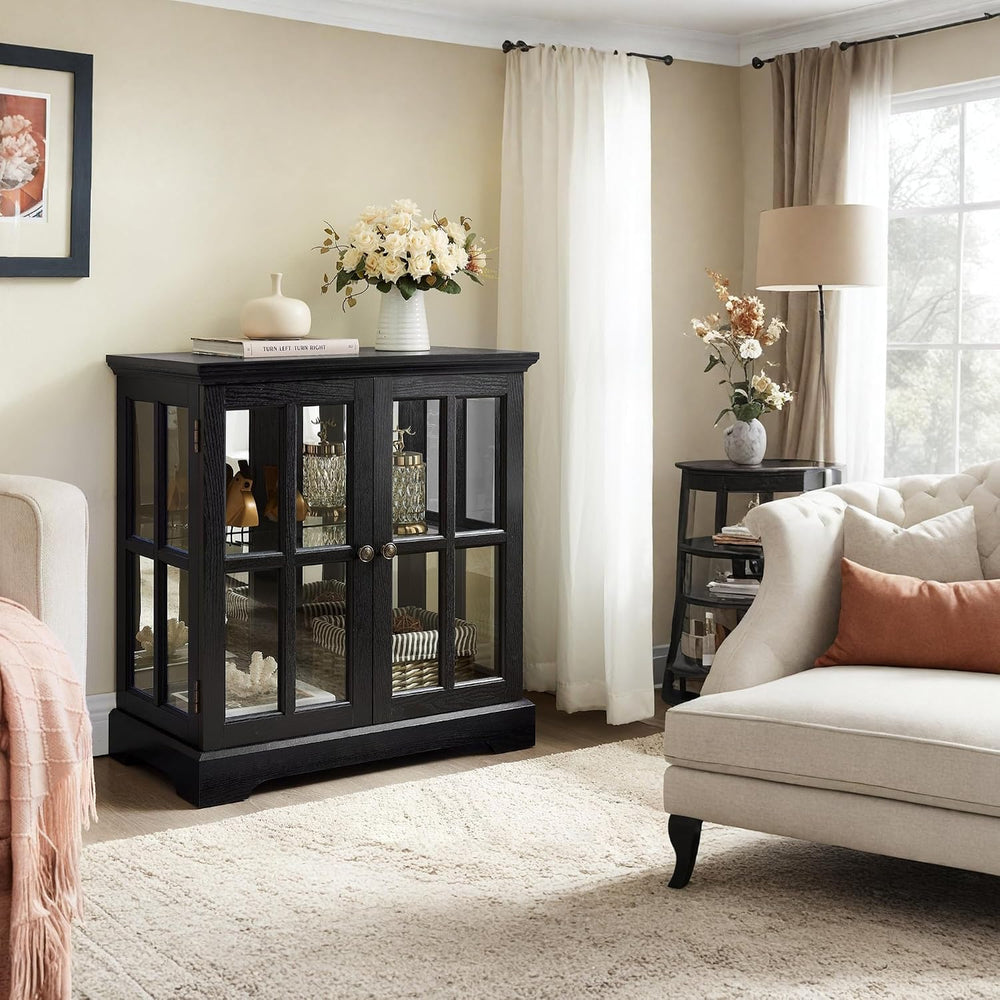 32" H LED Accent Curio Cabinet with 7 Color Lights for Collectibles, Mod...