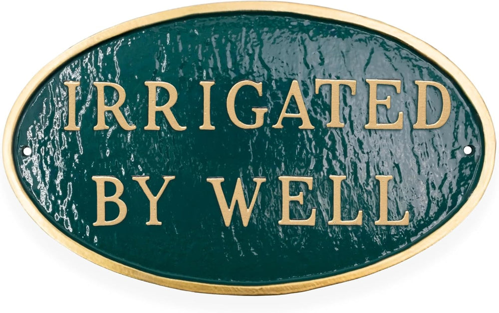 Montague Metal Products Cast Metal Irrigated by Well Oval Plaque Sign