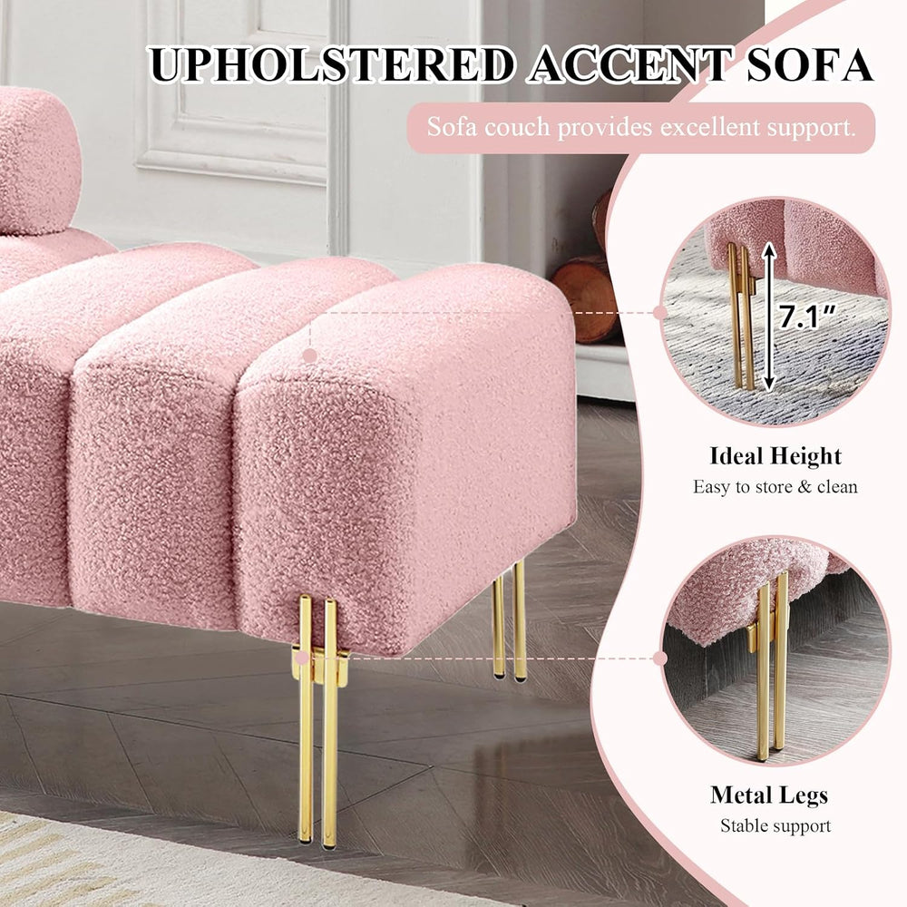 Ottoman Bench, Loveseat Sofa Couch with Adjustable Backrest | 53.2" Acce...