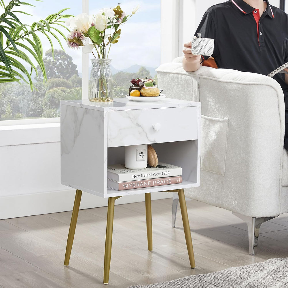 VECELO Nightstands Set of 2, Mid Century Modern End Bedside Table, Night Stan...