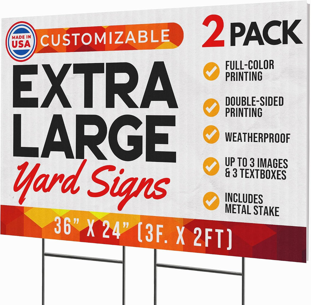 36"x24" Custom Yard Signs with Stakes Personalized Yard Signs with ...