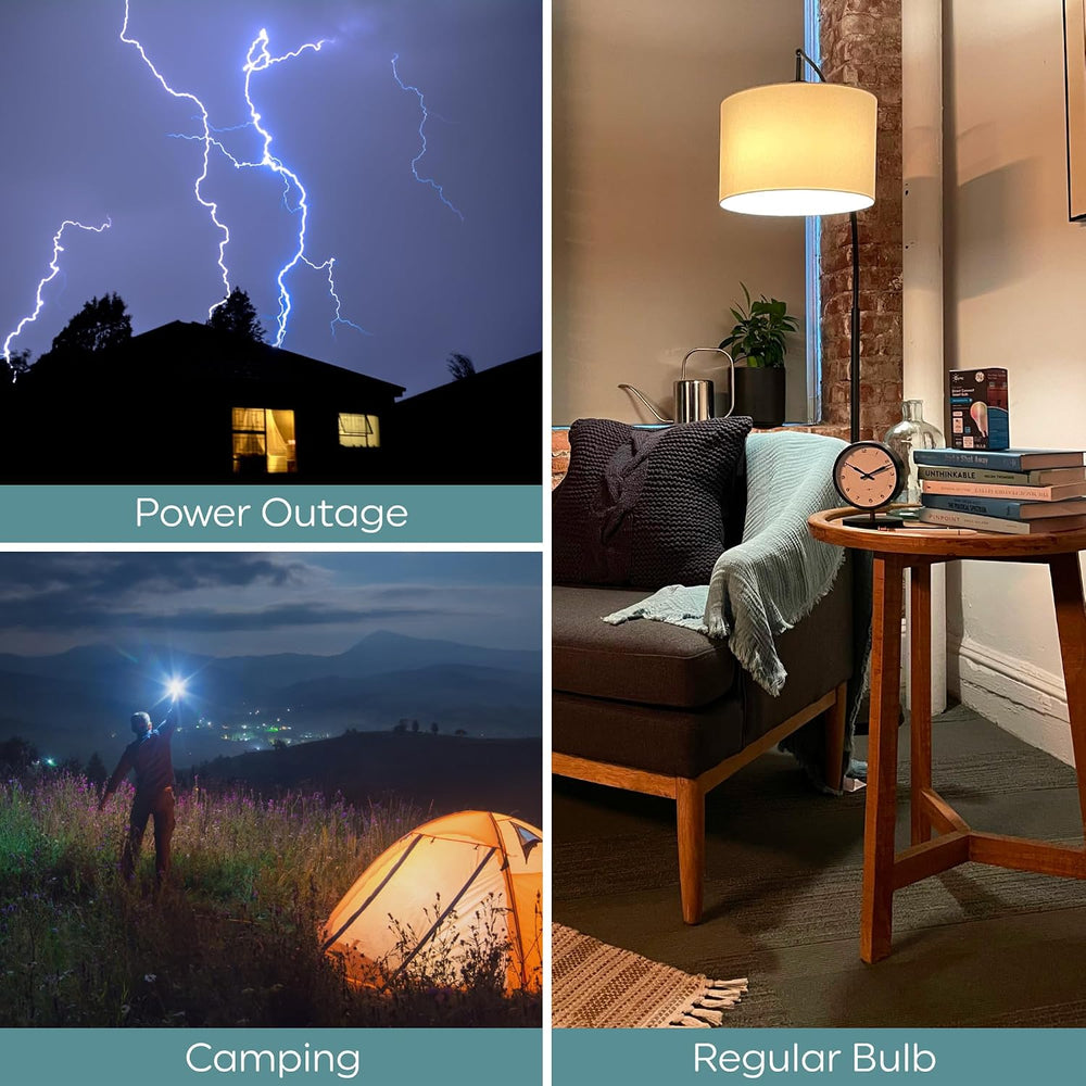 GE LED+ Backup Battery LED Light Bulbs, A21 Rechargeable Light Bulbs for Powe...