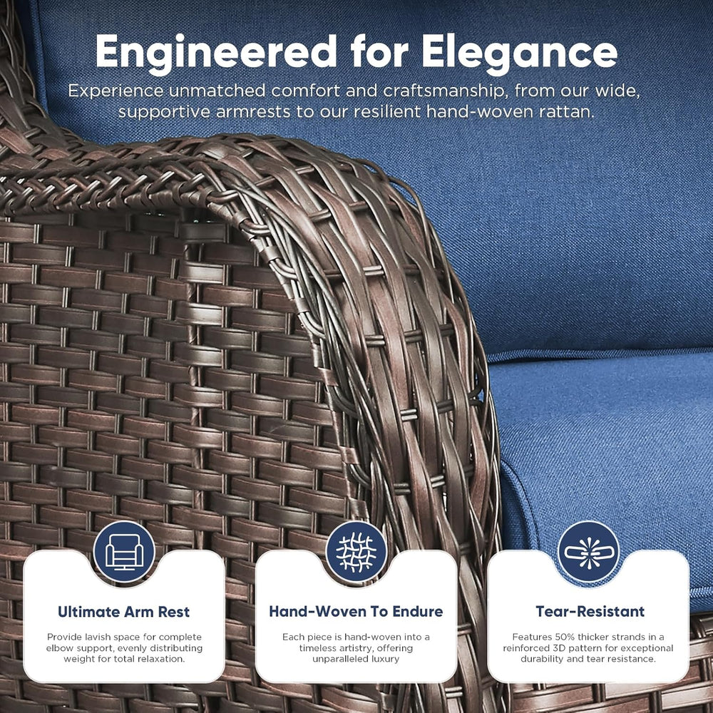 Belord 5 Piece Wicker Patio Furniture Set, Outdoor Swivel Rocker Chairs Set o...