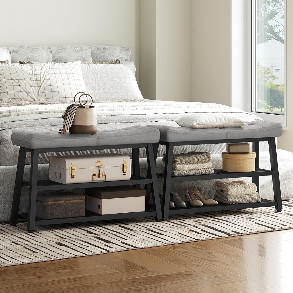 YATINEY Shoe Bench, 3-Tier Shoe Rack, Entryway Bench with Storage and Cushion...