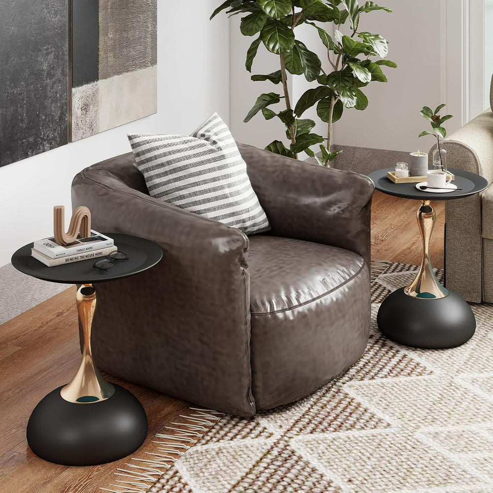 Metal Round End Table,Modern Pedestal Table,Corner Drink Tables,Accent Side T...