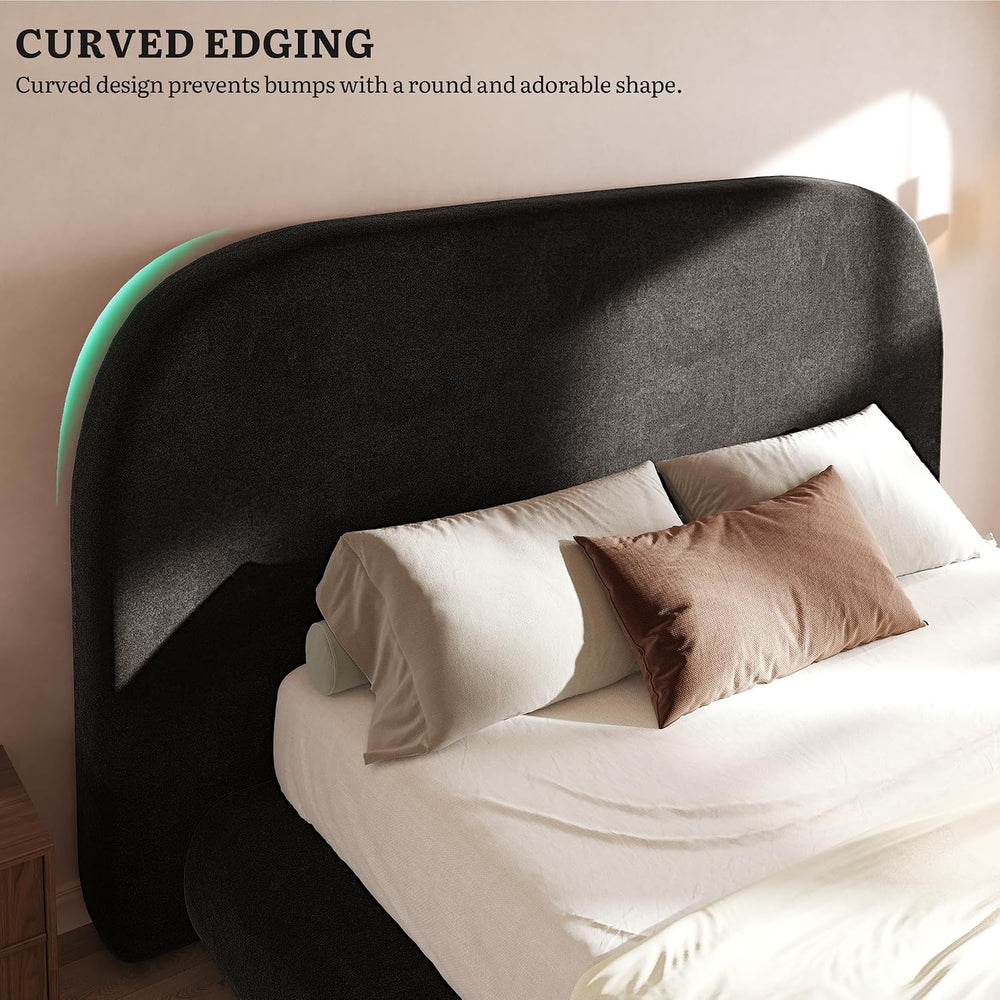 YITAHOME Queen Size Bed Frame, Curved Arched Soft Cloud Bed with Headboard