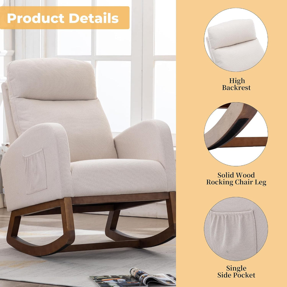 Rocking Chair,Nursing Chairs with Foot Rest for Mom, Rocker Glider Chair with...