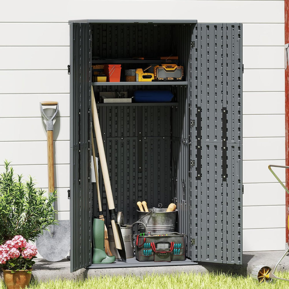 EHHLY Heavy Duty Tall Storage Cabinet Outdoor Weatherproof, 28 Cuft Garage St...