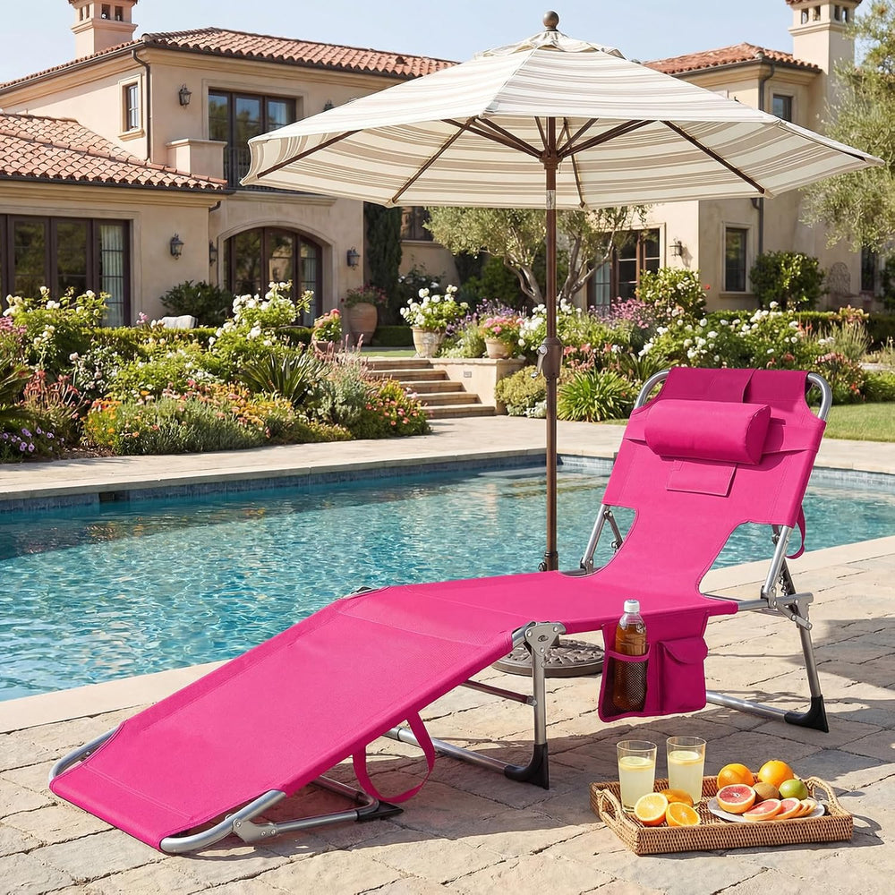 LDAILY Tanning Chair, Portable Sun Bathing Beach Chairs with Face Hole, Arm C...