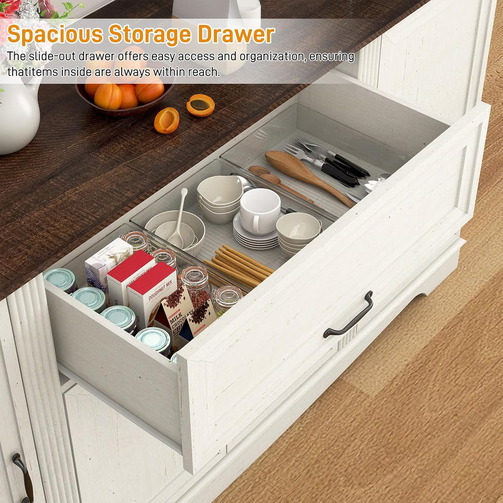 65" Sideboard Buffet Cabinet with Storage, Farmhouse Kitchen Pantries Si...