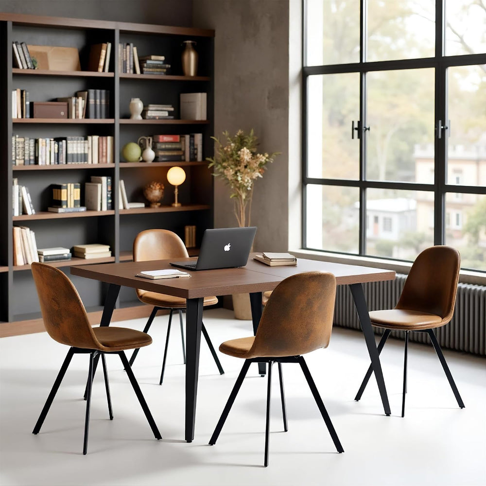 FurnitureR Set of 4 Swivel Suede Dining Chairs, Armless Mid-Back Upholstered ...