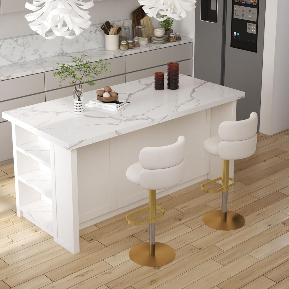 homary Kitchen Island with Bar Stools Set,71" White Kitchen Island with ...