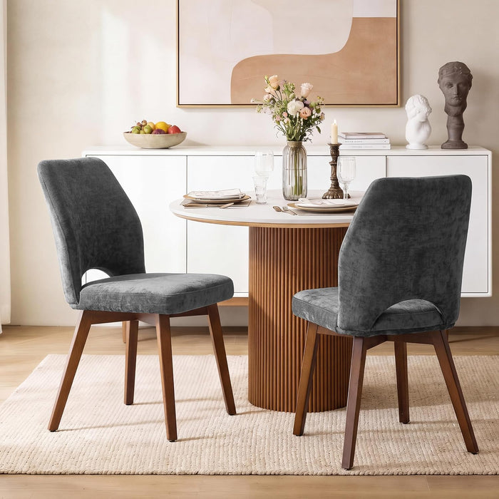 Dining Chairs Set of 2, Upholstered Kitchen Chairs, Grey