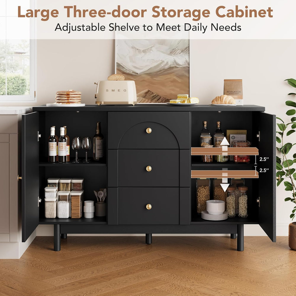 Buffet Cabinet with Drawers, 54" Large Sideboard Buffet Storage Cabinet ...