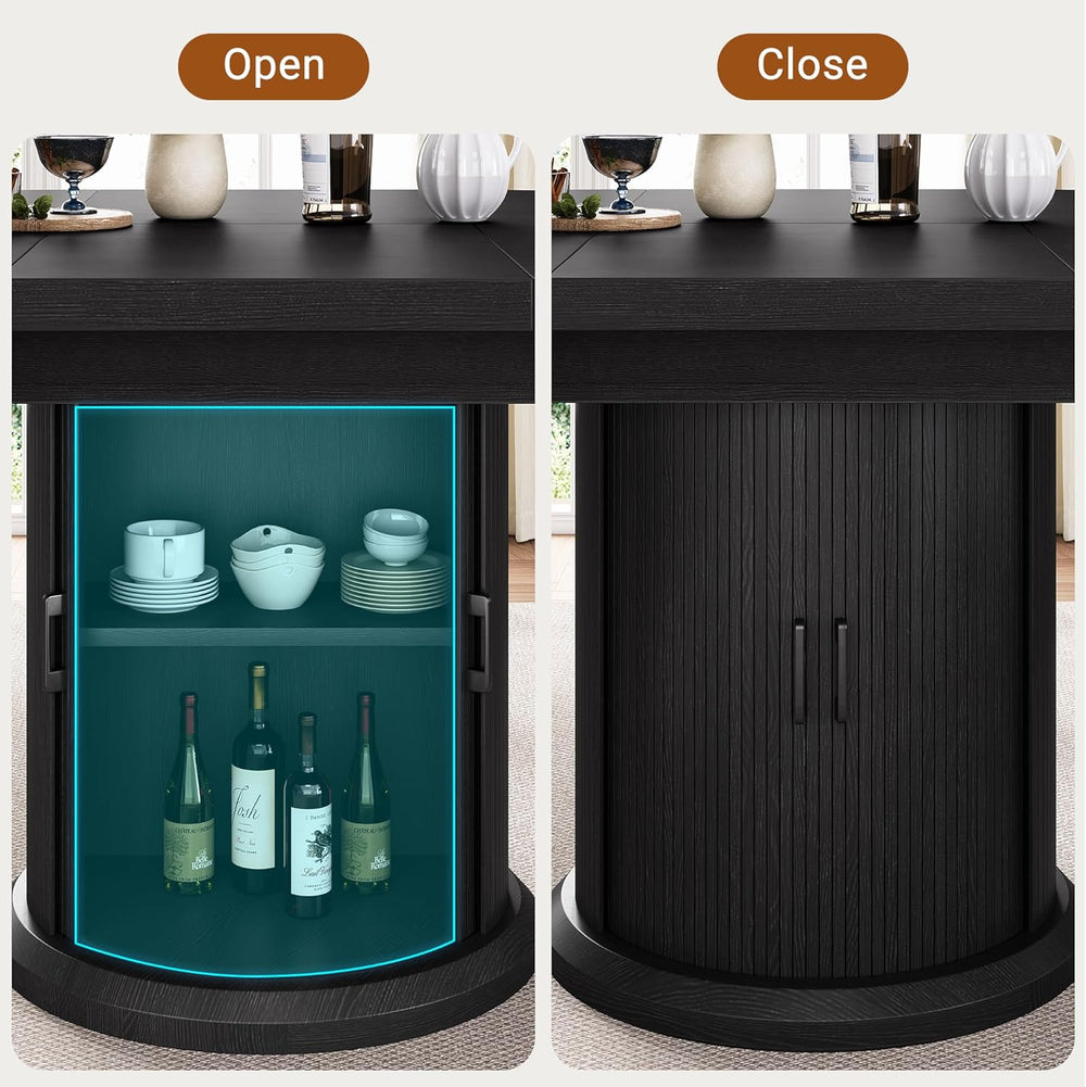 Jocoevol Extendable Round Kitchen Dining Room Table for 4-6 with 2-Tier Stora...