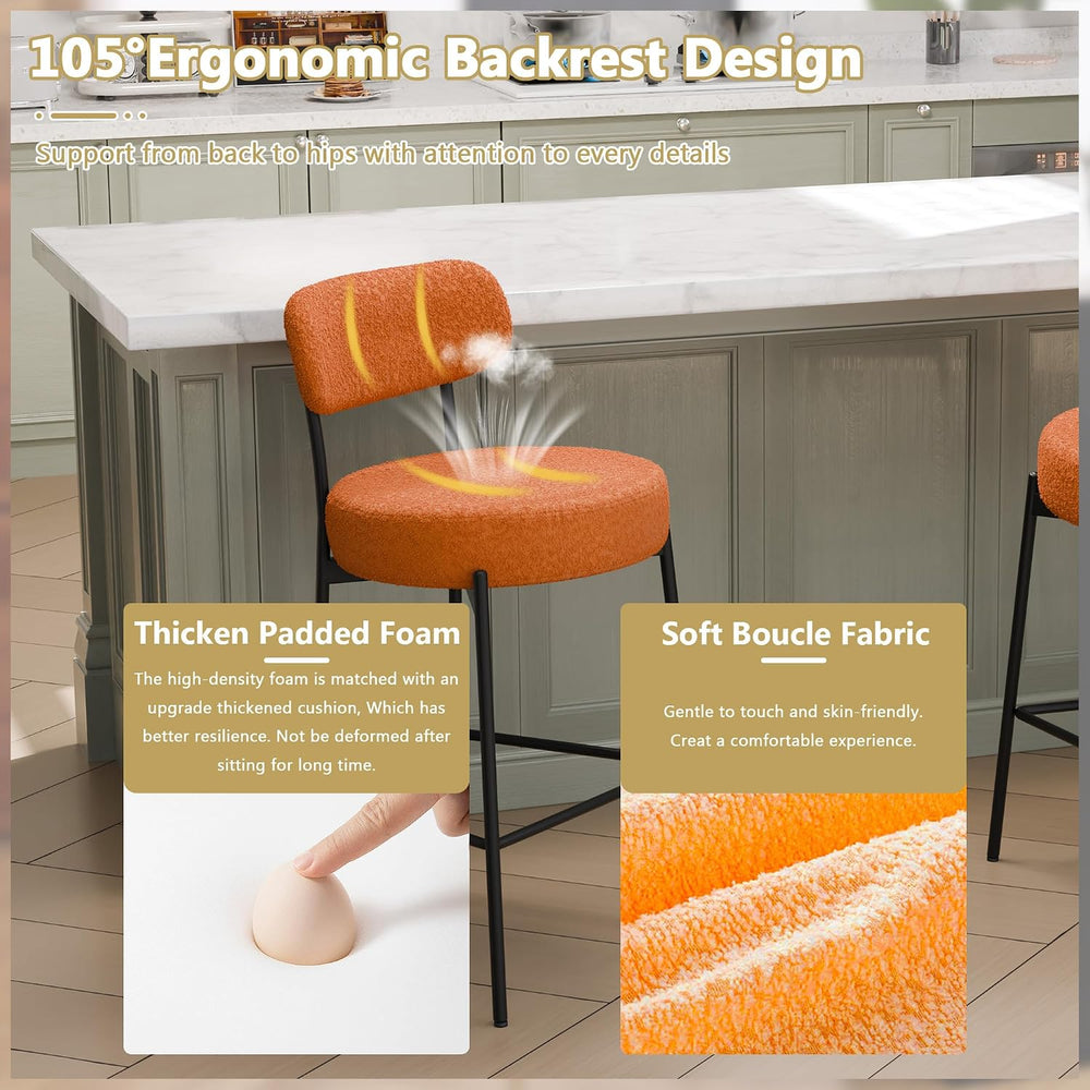 DYHOME Bar Stools Set of 2,Orange 28 Inches Counter Height Bar Stools, Modern...