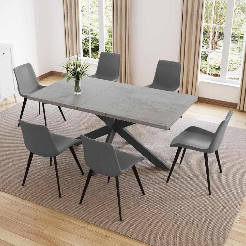 ZckyCine 51"-67" Extendable Dining Table Set with 6 Dining Chairs, ...