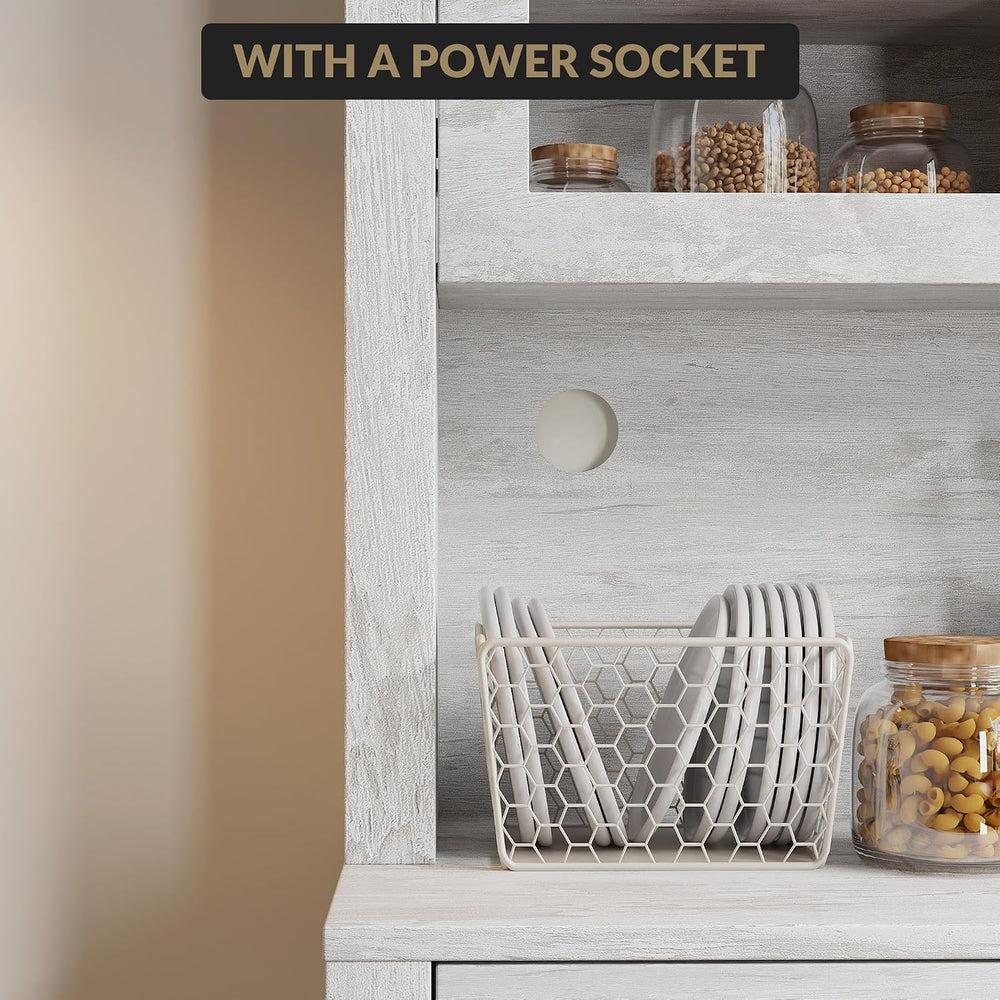TrailBlaze Freestanding Pantry Cabinet with Microwave Stand - Coffee Bar &...