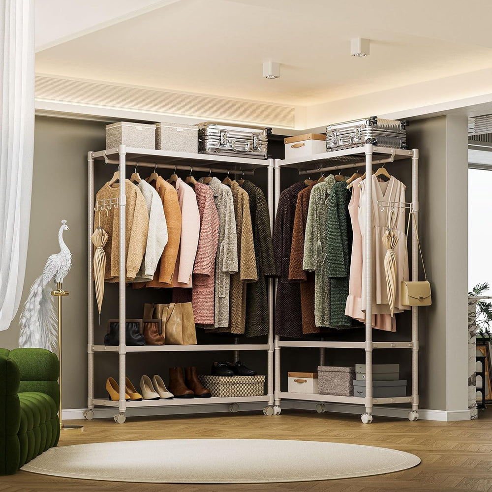 IZEUK Heavy Duty Rolling Garment Rack Wire Clothes Rack for Hanging Clothes (...