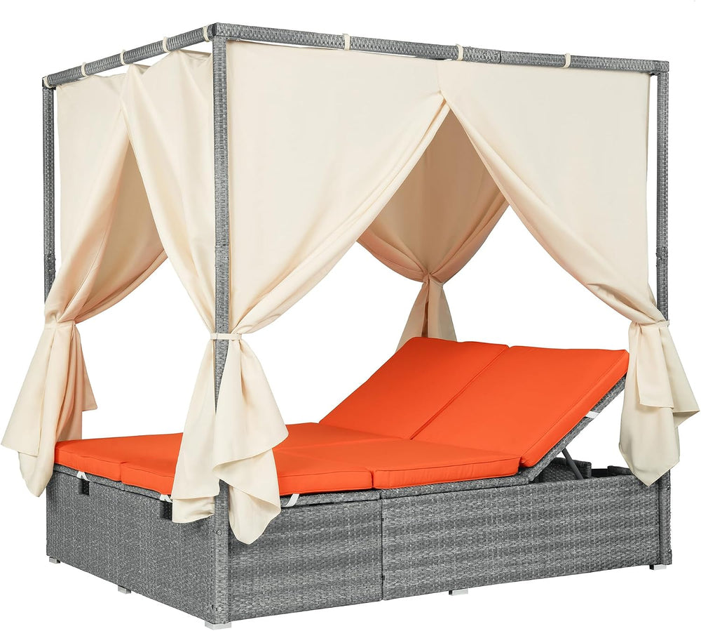 LUMISOL Outdoor Daybed with Canopy, Adjustable Outdoor Sun Lounger with Multi...