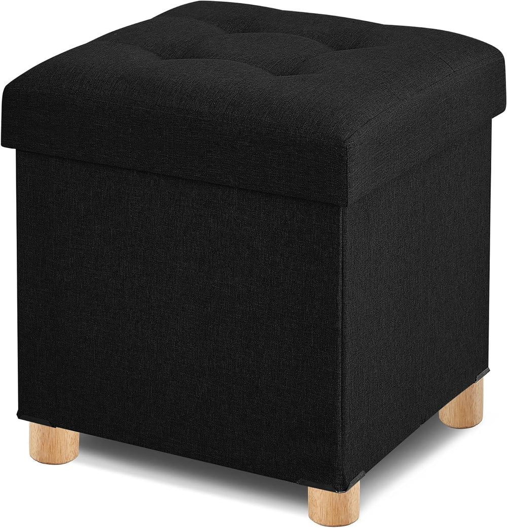 BRIAN & DANY Ottoman with Storage, Square Storage Ottoman for Dorm, Linen...