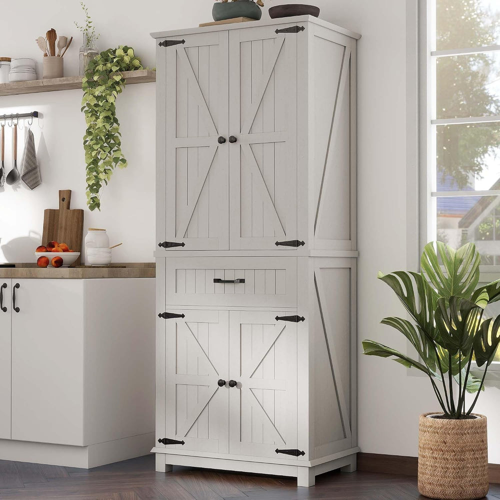 DWVO 72" Tall Farmhouse Pantry Cabinet, Kitchen Storage Pantry with Barn...