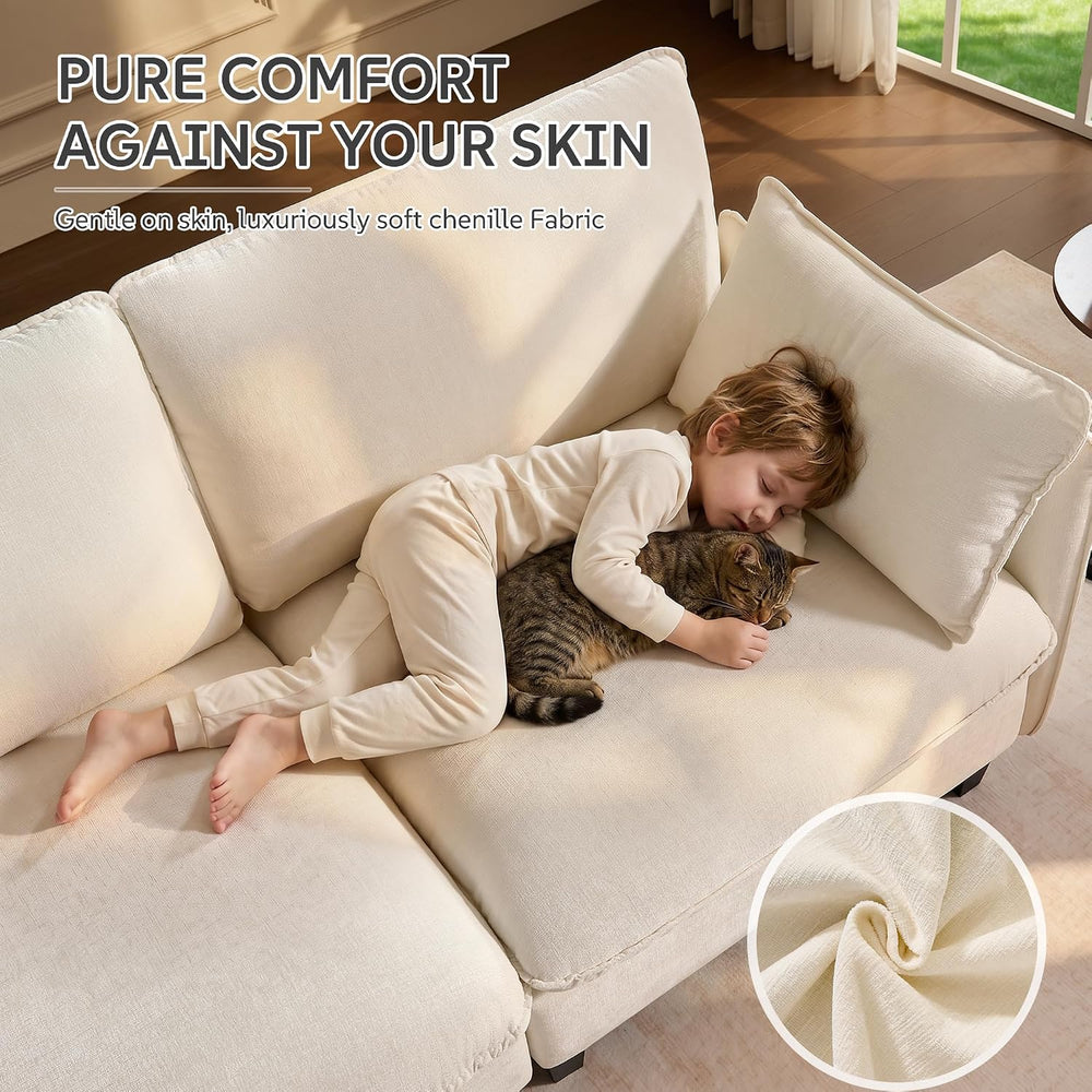 Ihanherry 139" Oversized V-Shaped Modular Sectional Couch, 9-Seater Clou...